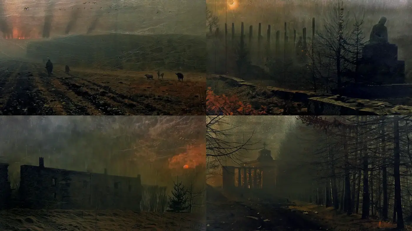 Mysterious, Atmospheric Landscapes with a Vintage Feel - Midjourney sref style