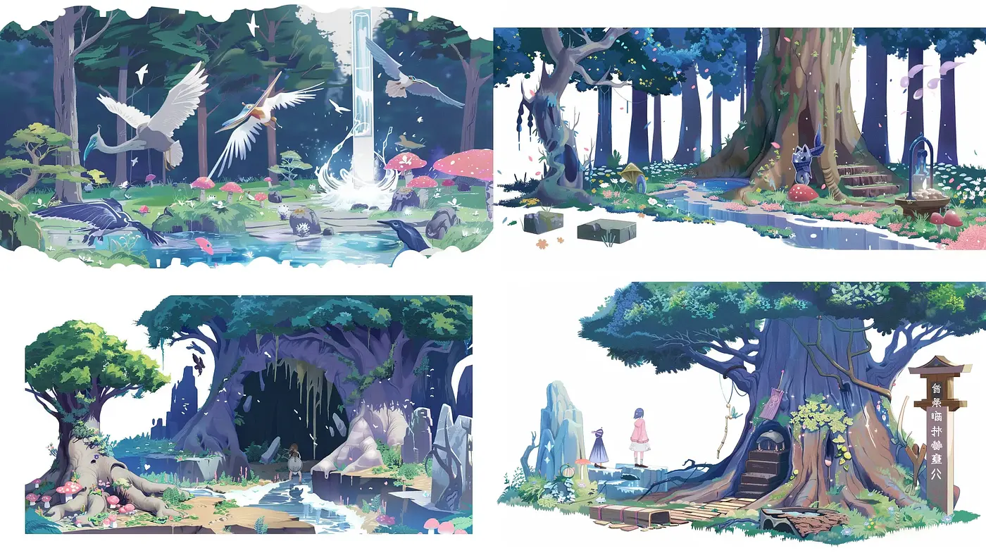Tranquil Fantasy Forests: A Serene Exploration of Mythical Nature - Midjourney sref style