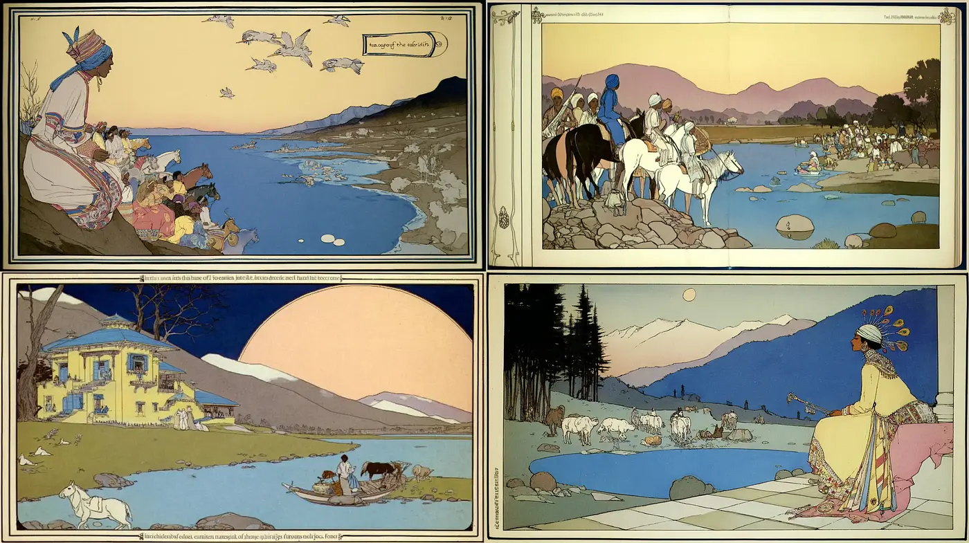 Serene and Harmonious Illustrations with a Touch of Art Nouveau - Midjourney sref style