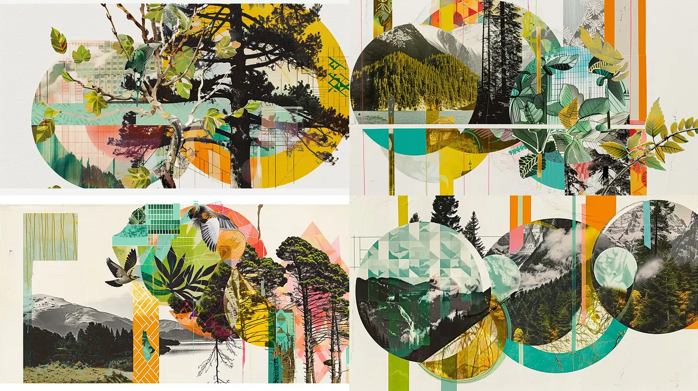 Eclectic Collage of Geometric Nature - Midjourney sref style