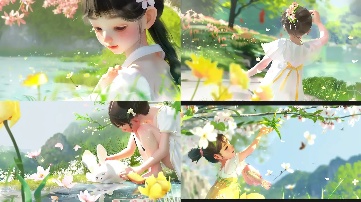 Ethereal Spring Essence with Vibrant Blossoms and Soft Light - Midjourney sref style