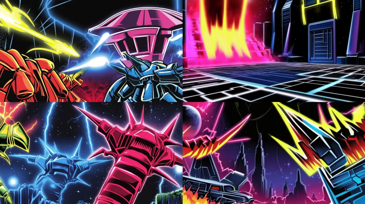 Electric Retro-Futurism with Vibrant Comic Book Flair - Midjourney sref style
