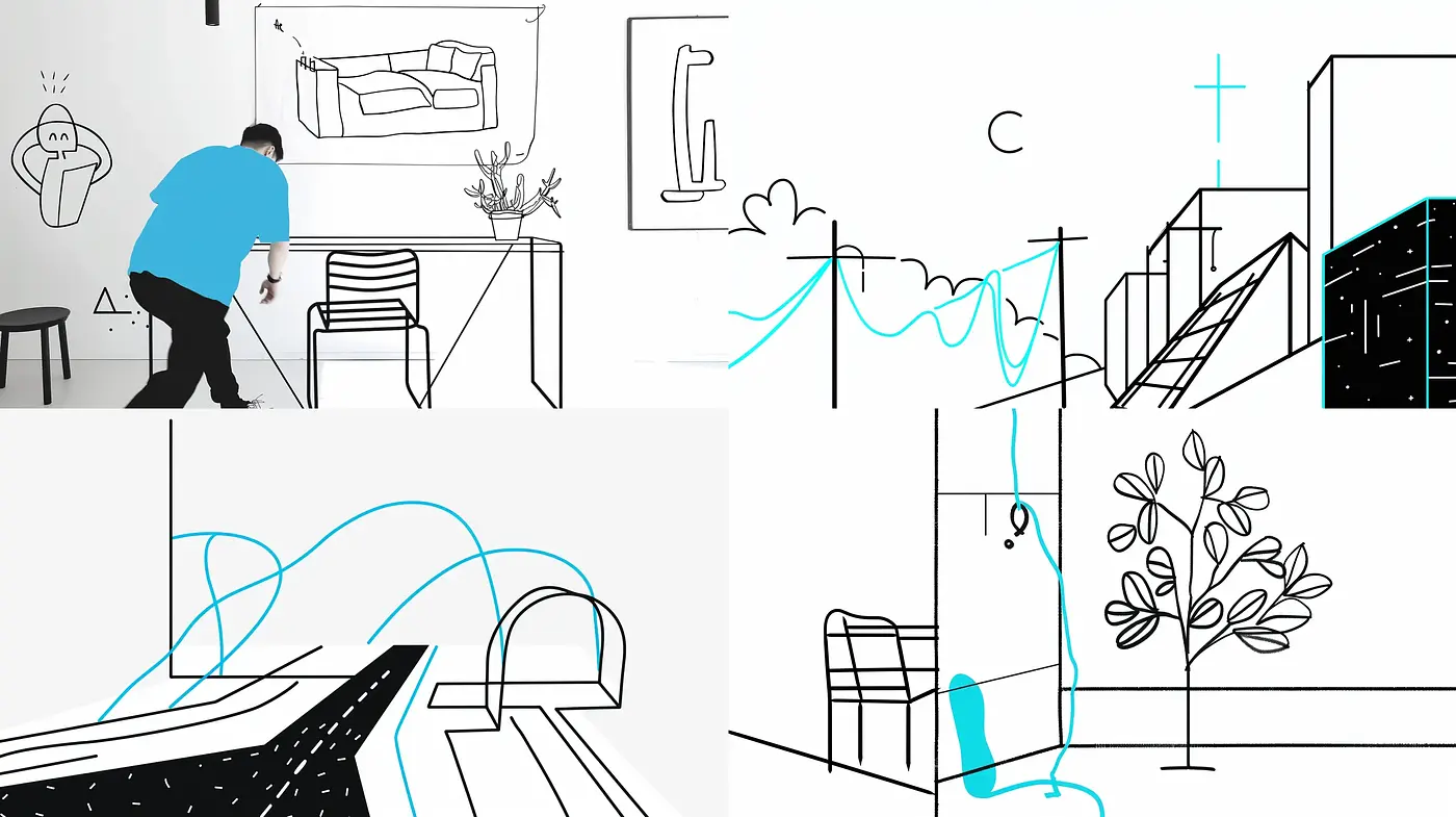 Monochromatic Simplicity with a Splash of Cyan - Midjourney sref style