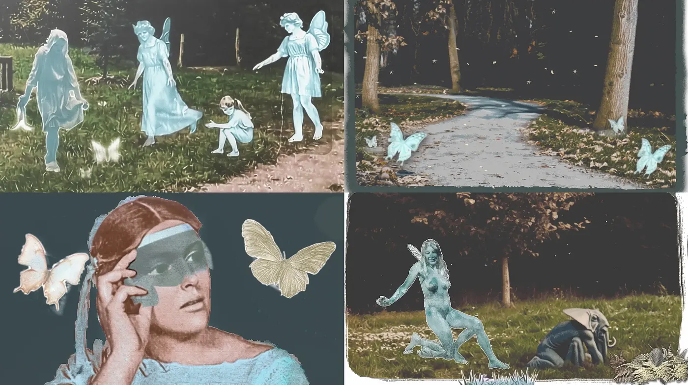 Ethereal Nocturnal Whimsy: A Fusion of Cyan Tints and Vintage Textures - Midjourney sref style