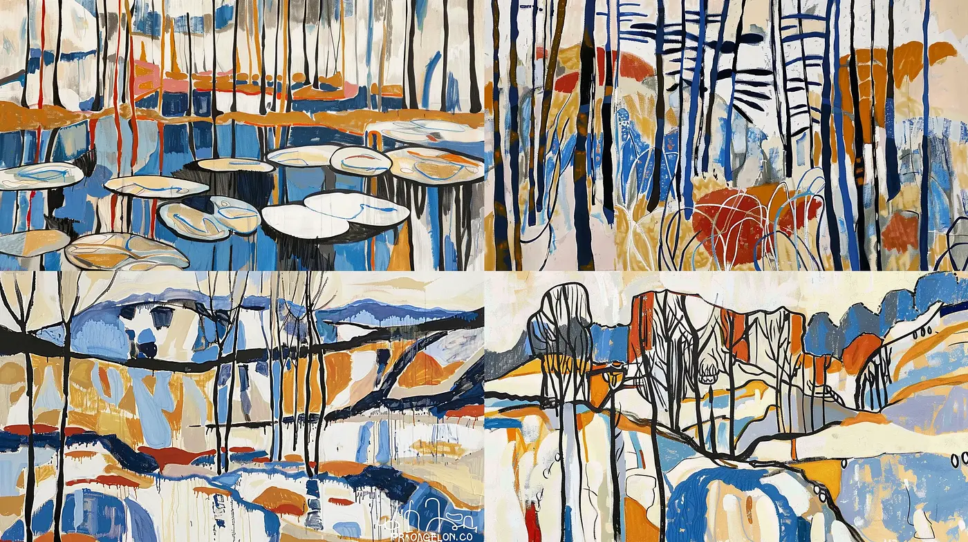 Whimsical Arboreal Abstractions in Stylized Brushwork - Midjourney sref style