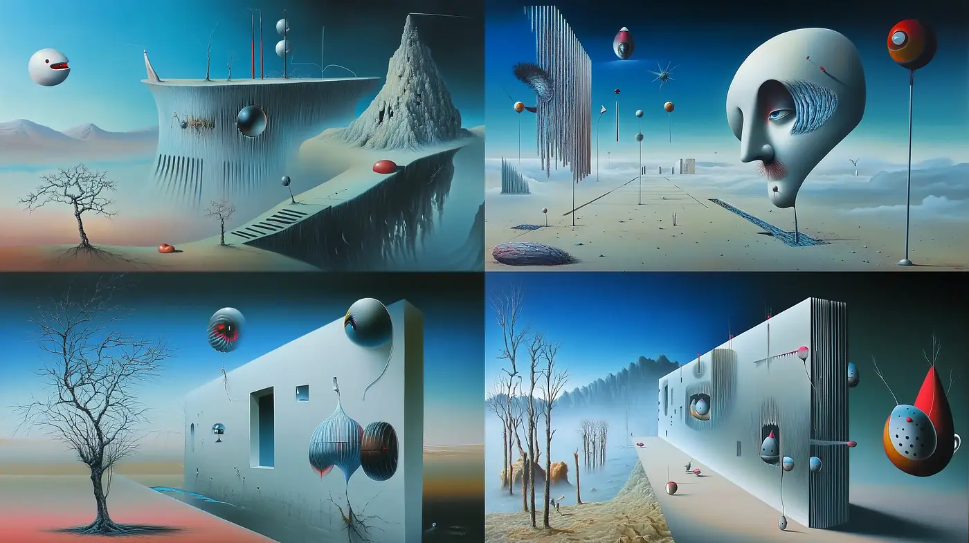 Surreal Dreamscapes with Ethereal Palette and Geometric Harmony - Midjourney sref style