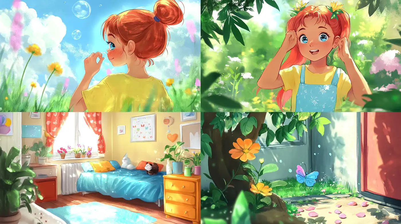 Luminous Whimsy: A Serene and Youthful Manga-Inspired Illustrative Collection - Midjourney sref style