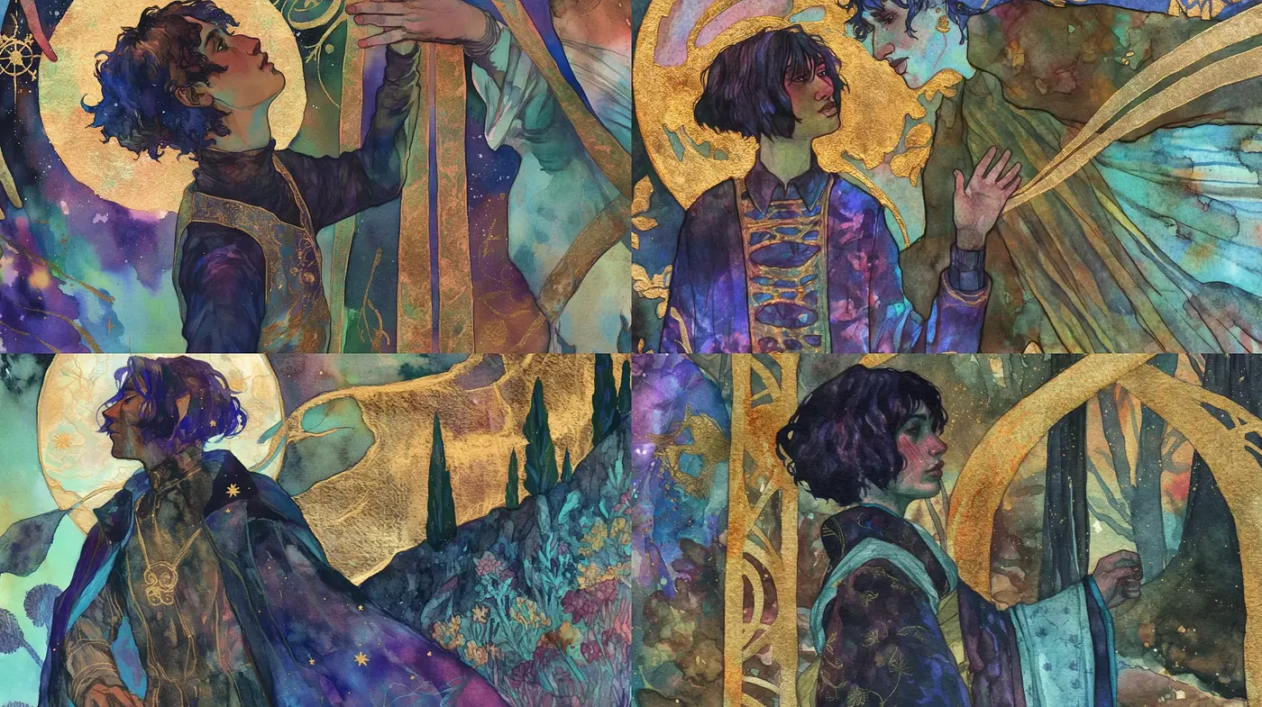 Ethereal Art Nouveau Fusion with Cosmic Overtones - Midjourney sref style