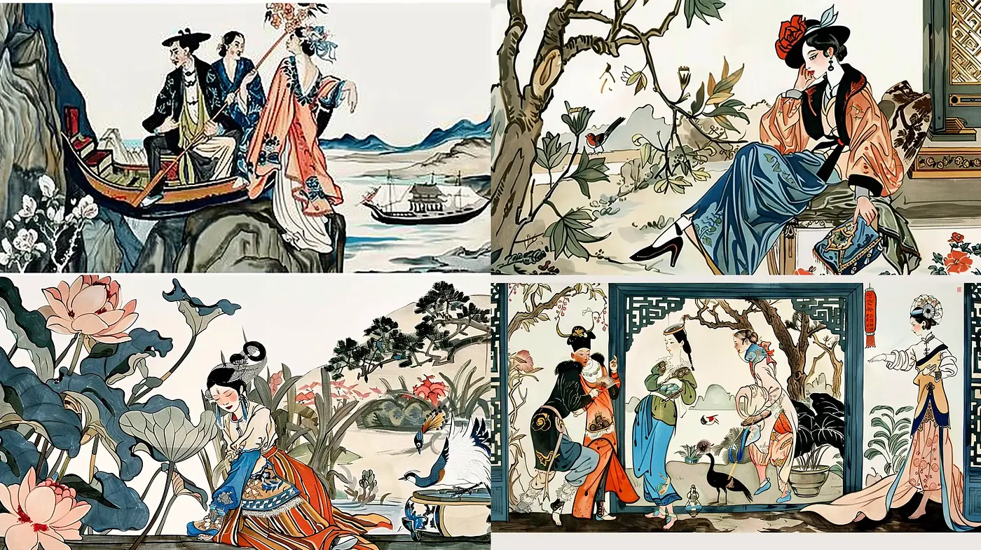 Ethereal Elegance in East Asian Illustrative Art - Midjourney sref style
