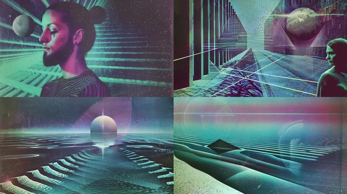 Futuristic Cyberpunk Aesthetic with Surreal Elements and Dreamlike Quality - Midjourney sref style