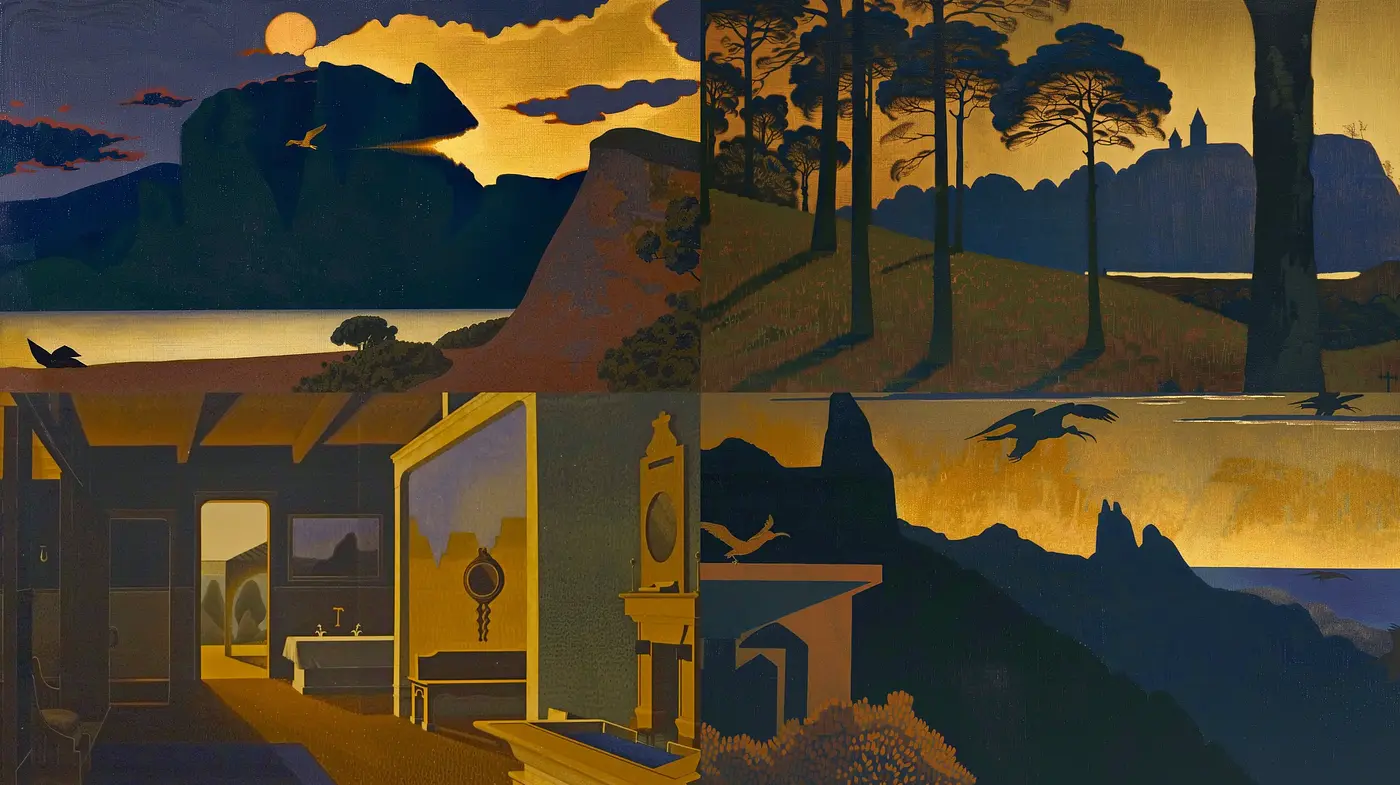 Luminous Twilight Serenity in Art Nouveau - Midjourney sref style