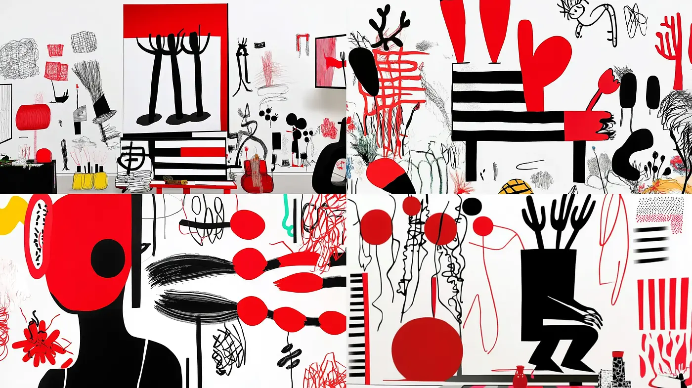 Abstract Expressionism with Bold Red and Black Strokes - Midjourney sref style