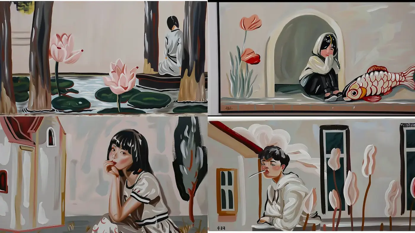 Ethereal Contemporary Vignettes with a Harmonious Blend of Nature and Emotion - Midjourney sref style