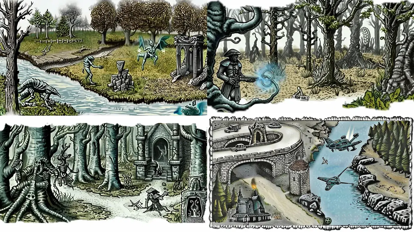 Mystical Landscape Illustrations with a Consistent Visual Narrative - Midjourney sref style