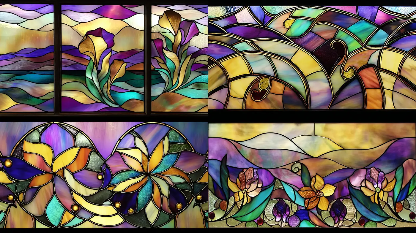 Vibrant Stained Glass Art Inspired by Nature with a Whimsical Touch - Midjourney sref style