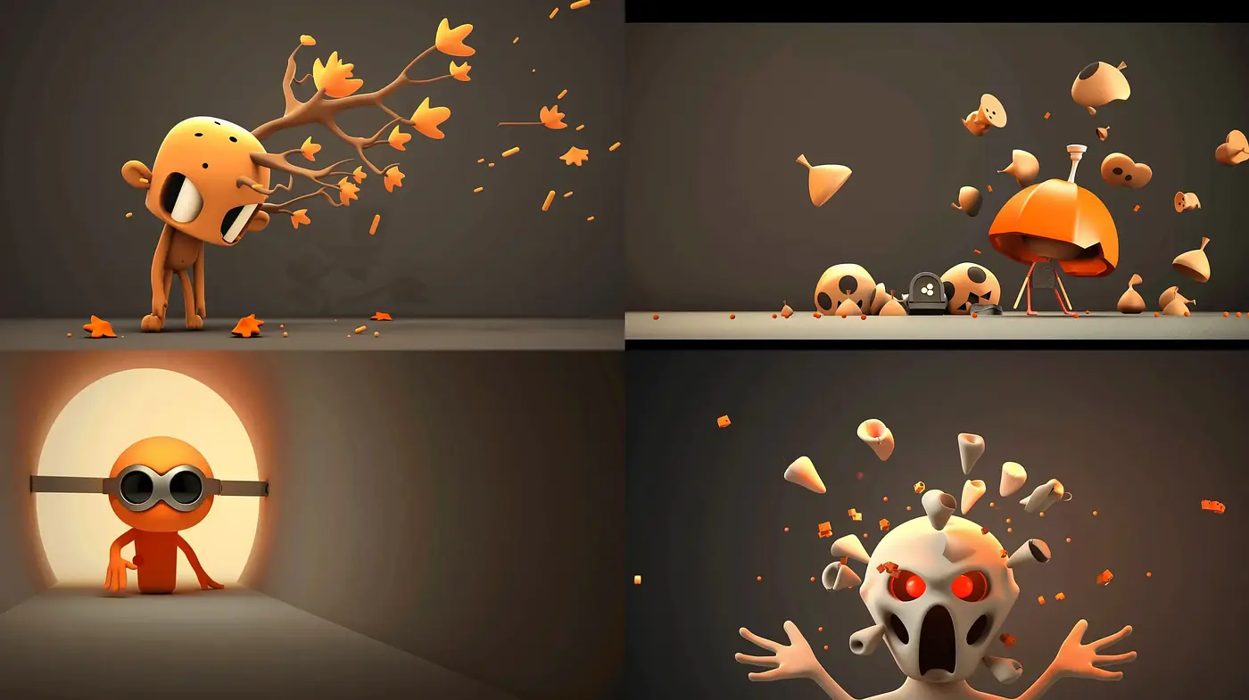 Whimsical Shadows and Oranges: A Cohesive Exploration of Stylized Animation - Midjourney sref style