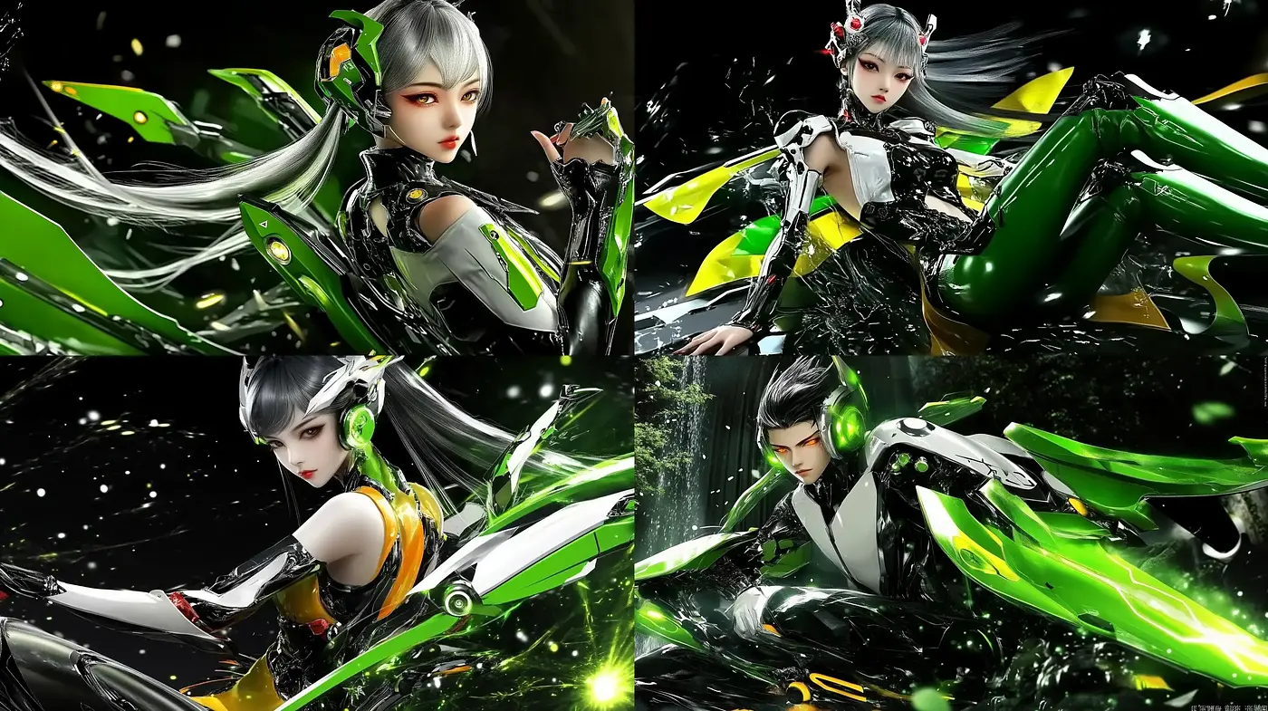 Futuristic Neon Elegance: A Lustrous Symphony of Cybernetic Poesy - Midjourney sref style