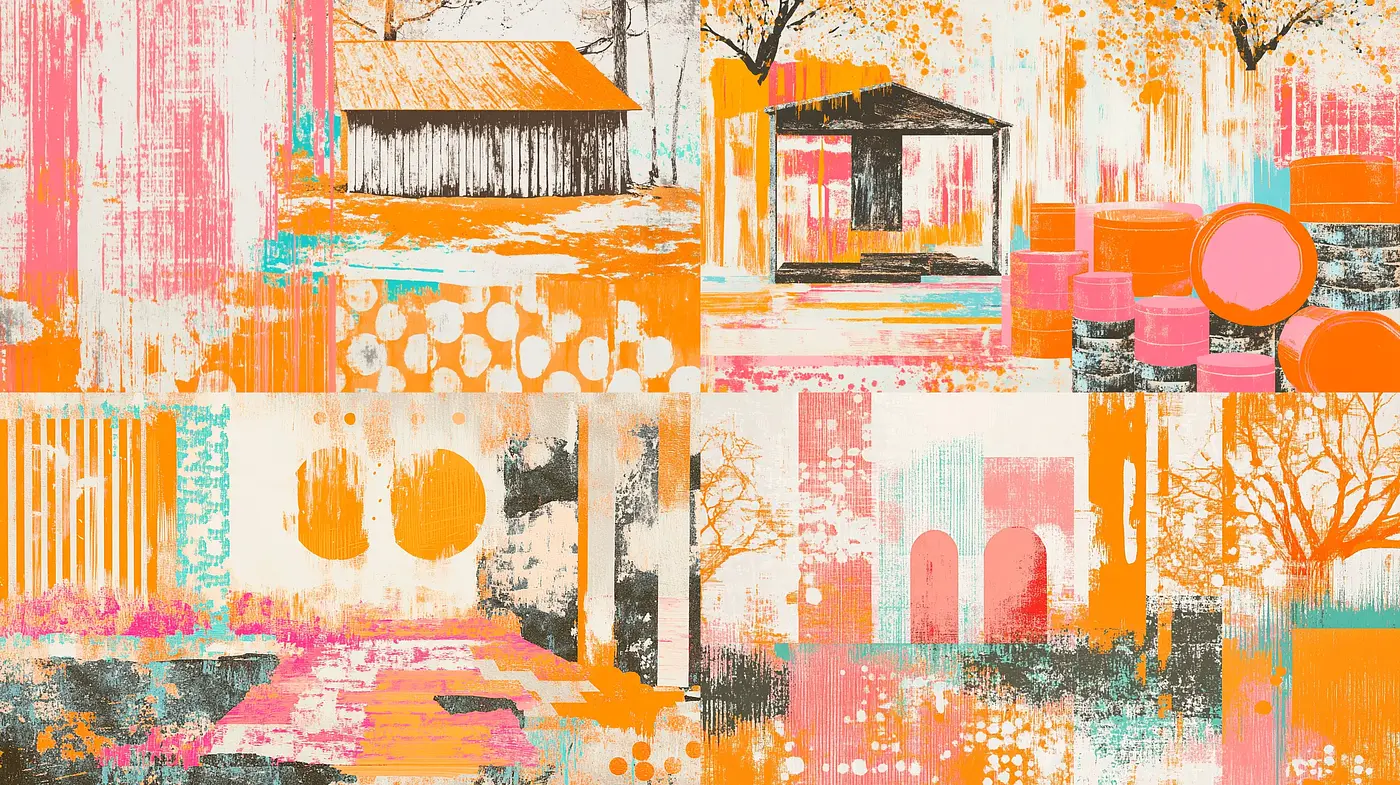 Abstracted Textural Harmony in Warm Autumn Hues - Midjourney sref style