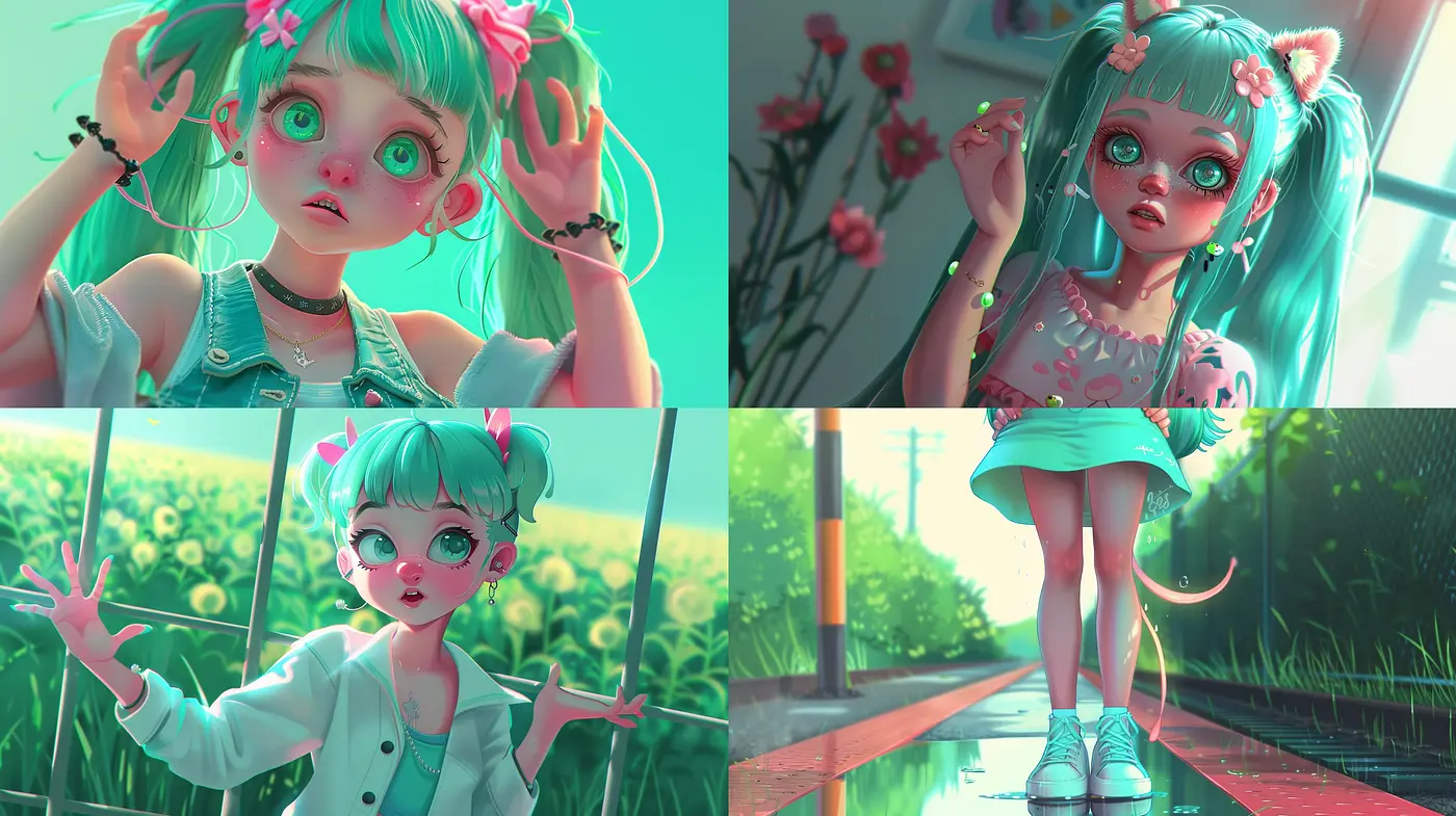 Whimsical Pastel Dreamscape: A Harmonious Blend of Anime-inspired Innocence and Surrealism - Midjourney sref style