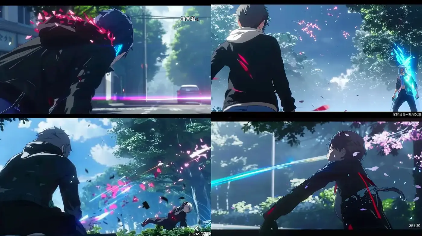 Dynamic and Stylish Anime-Inspired Action Scene with Contemporary Vibrancy - Midjourney sref style