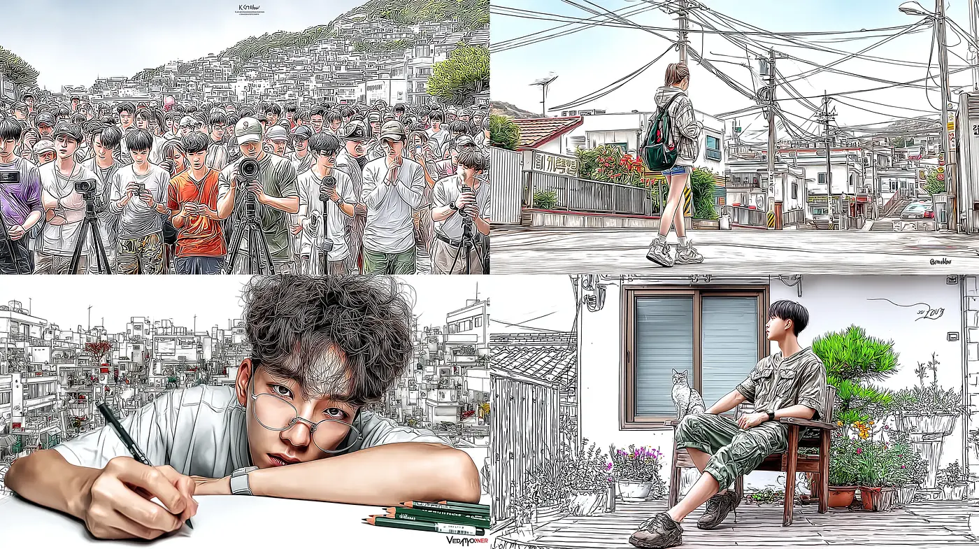 Modern Illustrative Scenes with a Whimsical Touch - Midjourney sref style