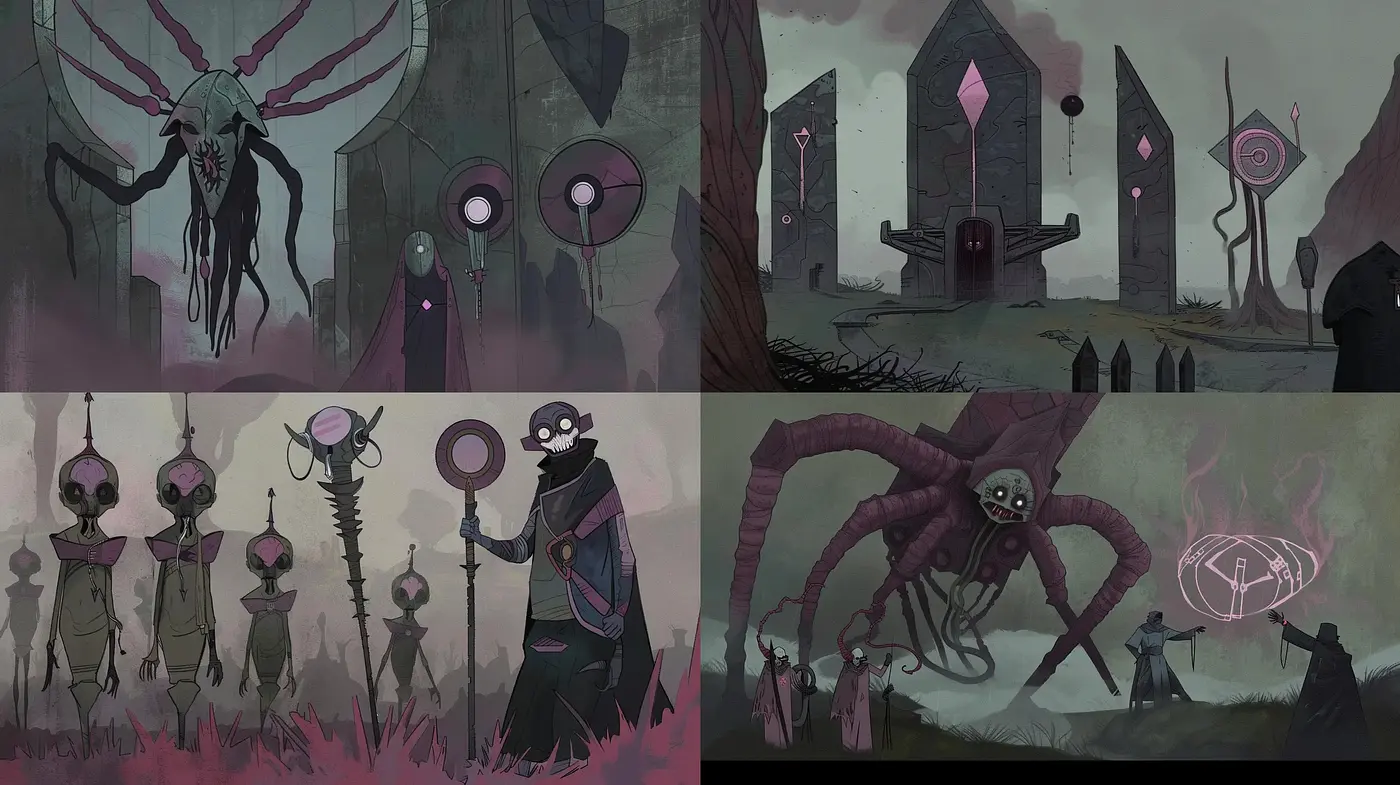 Eldritch Fantasy in Muted Tones: A Consistent Otherworldly Style - Midjourney sref style