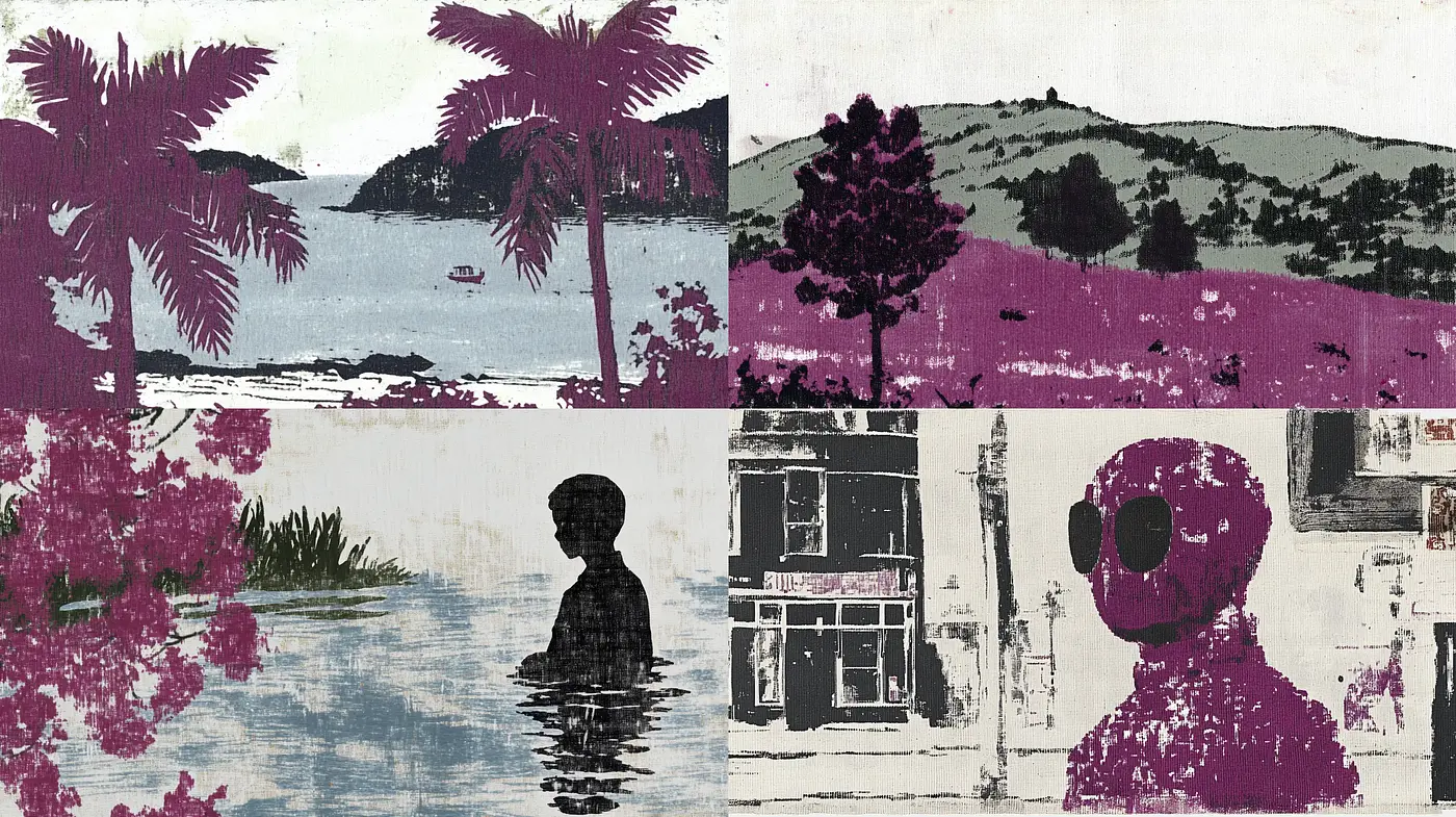 Consistent Textured Serenity in Faded Hues - Midjourney sref style