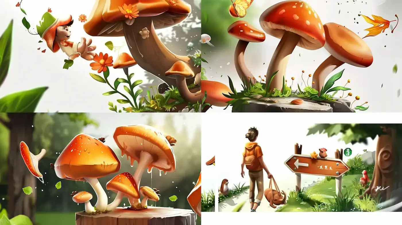 Whimsical Nature-Inspired Adventure with Animated Elements - Midjourney sref style