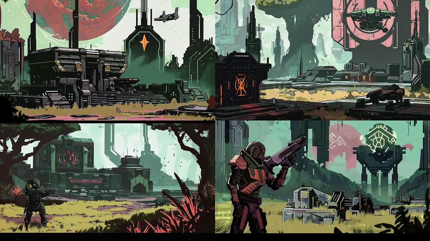 Futuristic Dystopian Tapestry with Graphic Novel Vibes - Midjourney sref style