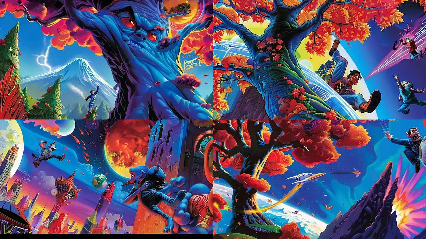 Vibrant and Whimsical Universe with Dynamic Elements - Midjourney sref style