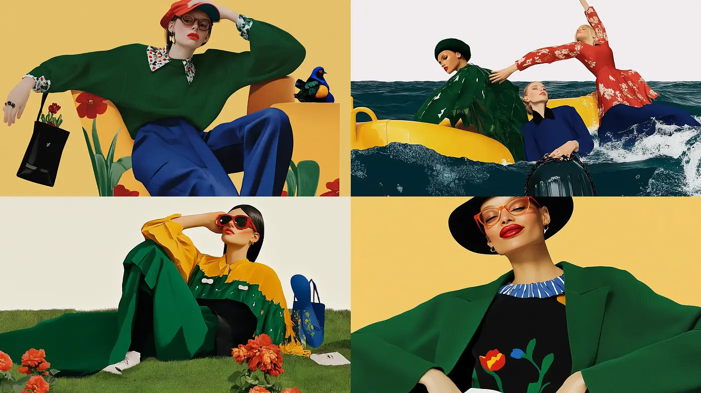 Stylized Vibrant Elegance with a Retro Editorial Flair - Midjourney sref style