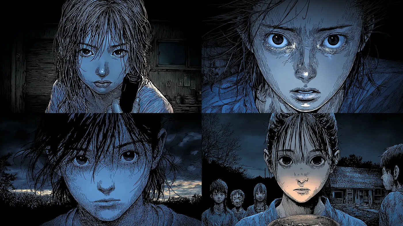 Intense and Emotional Manga-Inspired Narrative with Moody Atmosphere - Midjourney sref style
