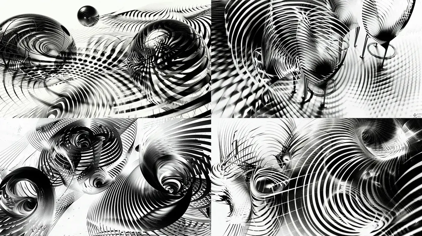 Fluid Abstract Composition with High Contrast Textures and Shapes - Midjourney sref style