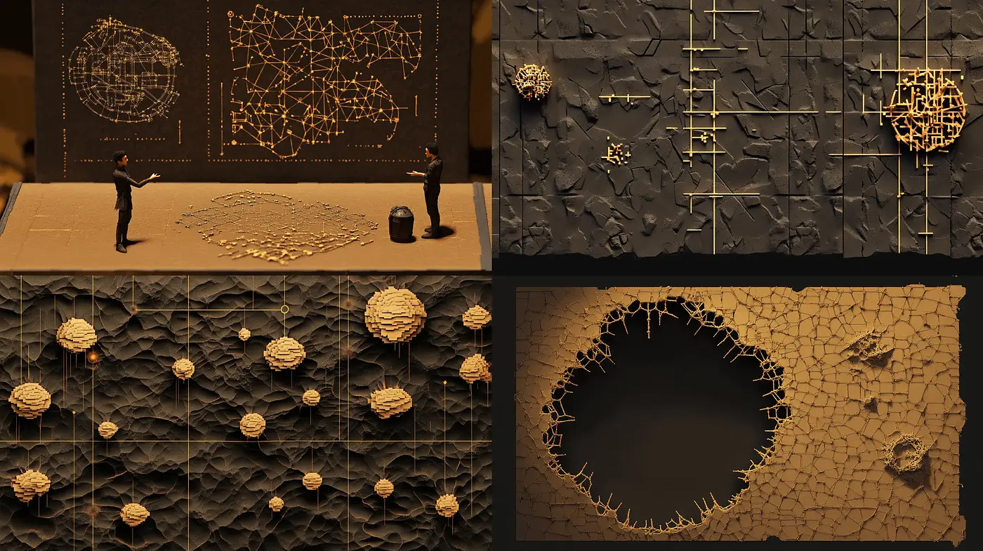 Earthen Hues and Textured Geometries: A Study in Abstract Continuity - Midjourney sref style