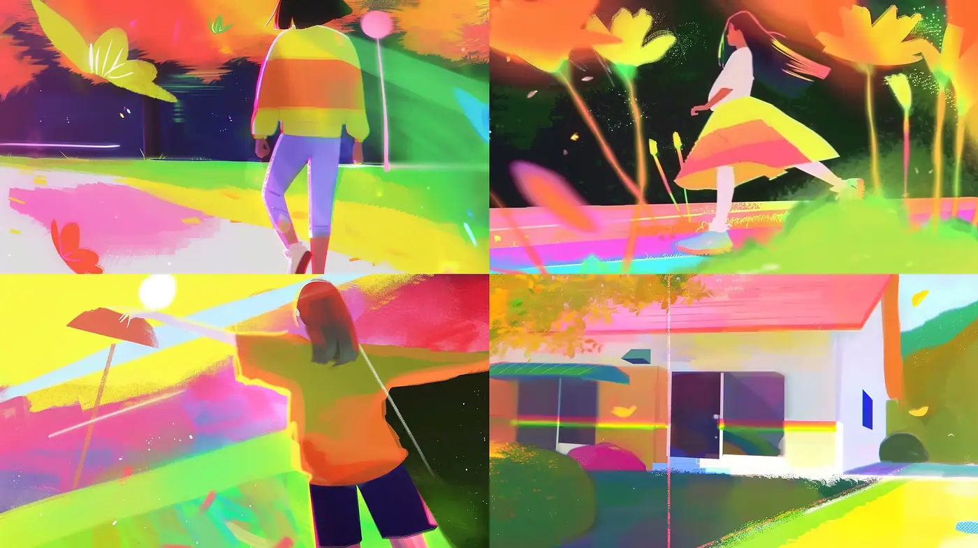 Luminous Dreamscape: A Synthesis of Vivid Colors and Ethereal Light Play - Midjourney sref style