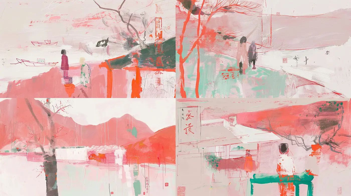 Ethereal Brushstrokes in Contemporary Asian Fusion - Midjourney sref style