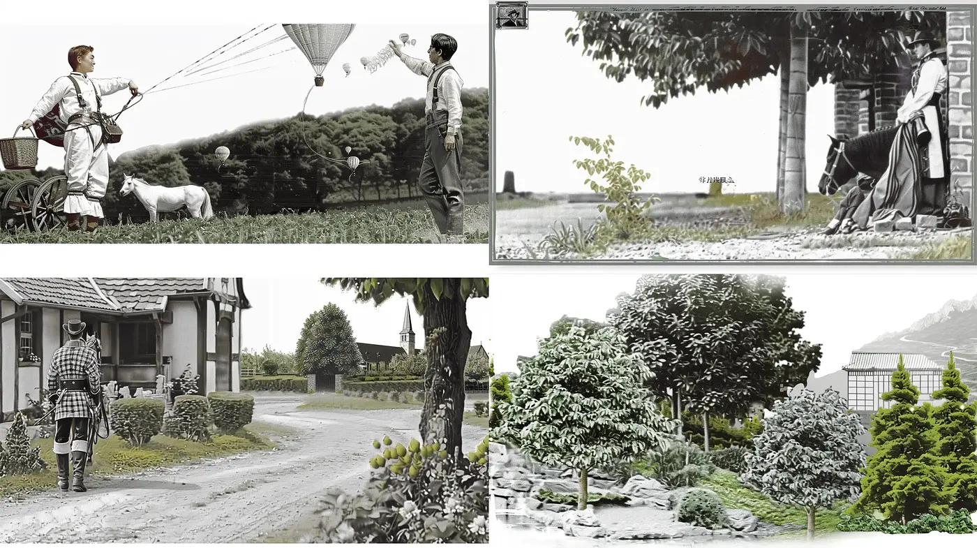 Monochromatic Nostalgia: A Harmonious Fusion of Pastoral Scenes and Vintage Tones - Midjourney sref style