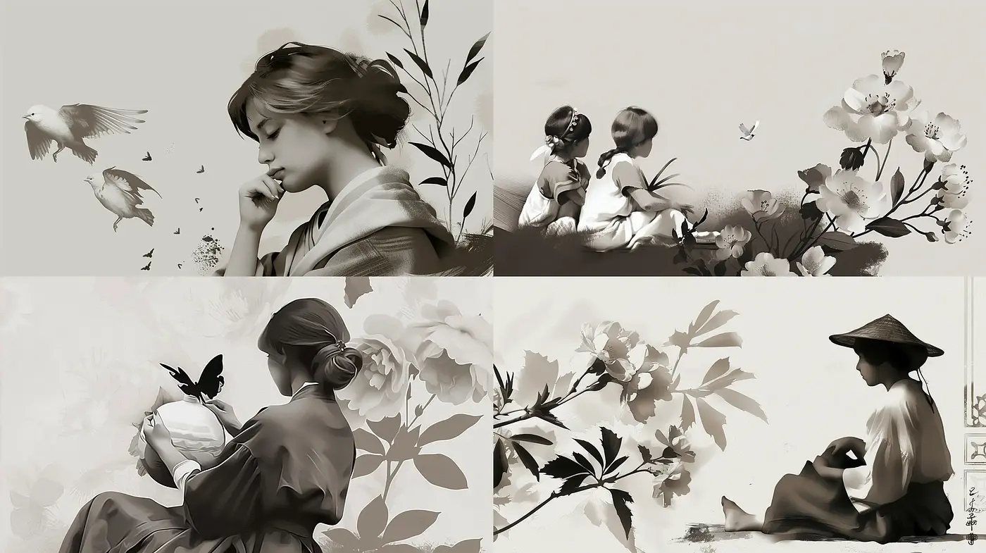 Monochromatic Elegance: A Study in Sepia Tones and Soft Textures - Midjourney sref style