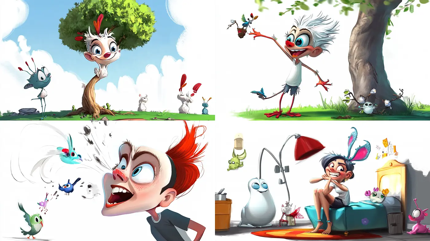 Vibrant and Playful Cartoon Style with a Whimsical Touch - Midjourney sref style