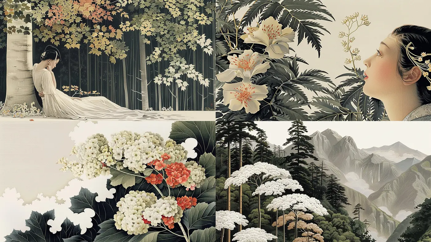 Ethereal Elegance of the East – A Harmonious Blend of Traditional Asian Motifs and Serene Pastel Tones - Midjourney sref style