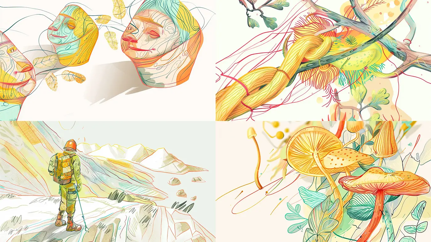 Ethereal Sketches in Sunlit Tones: An Exploration in Organic Forms and Light - Midjourney sref style