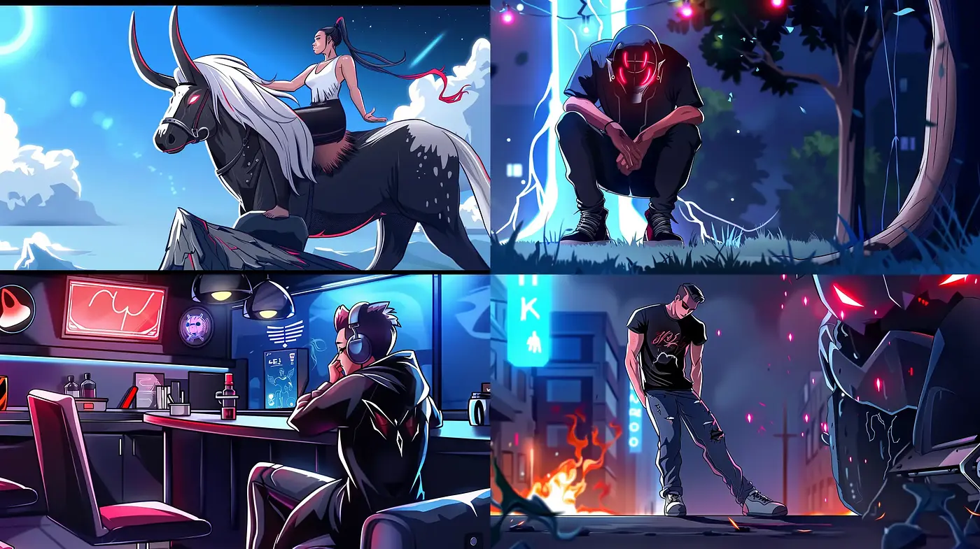 Futuristic Neon-Noir Synthesis with Dynamic Contrast - Midjourney sref style