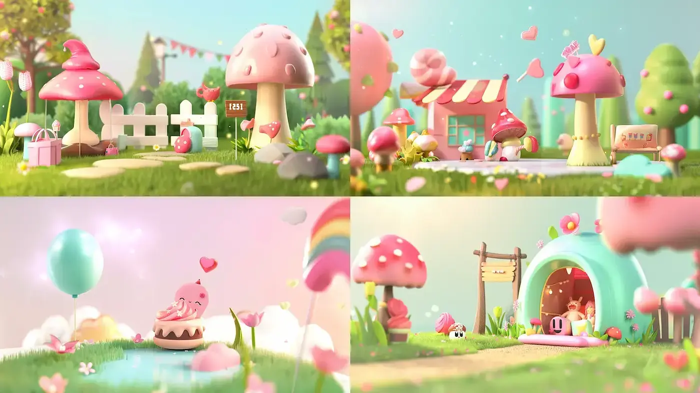 Cheerful and Whimsical Pastel Landscape Inspired by Playful Artistry - Midjourney sref style