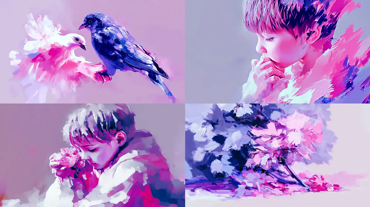 Whimsical Pastel Impressions: A Dreamlike Medley of Soft Textures and Tender Moments - Midjourney sref style