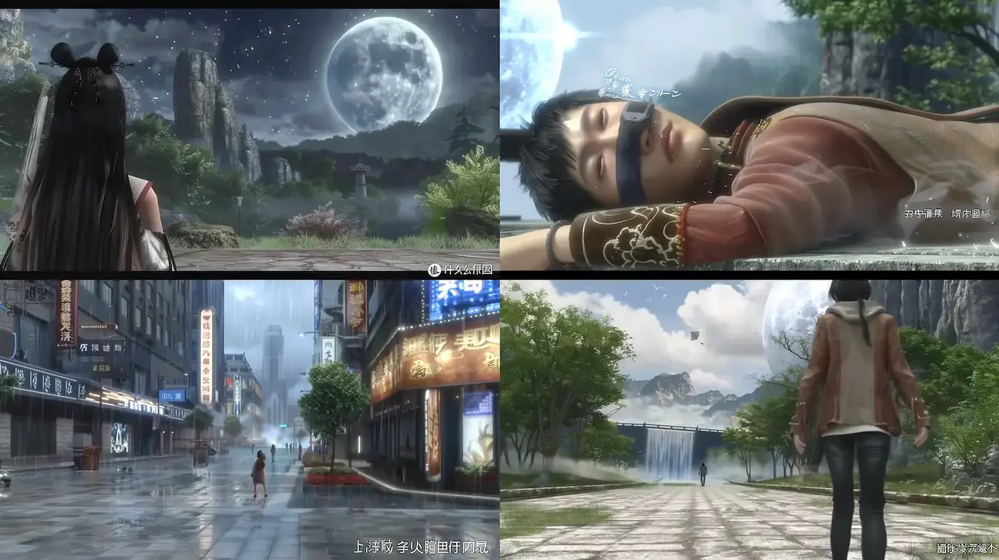 Cinematic Blend of Futuristic and Traditional Environments with a Dreamlike Quality - Midjourney sref style