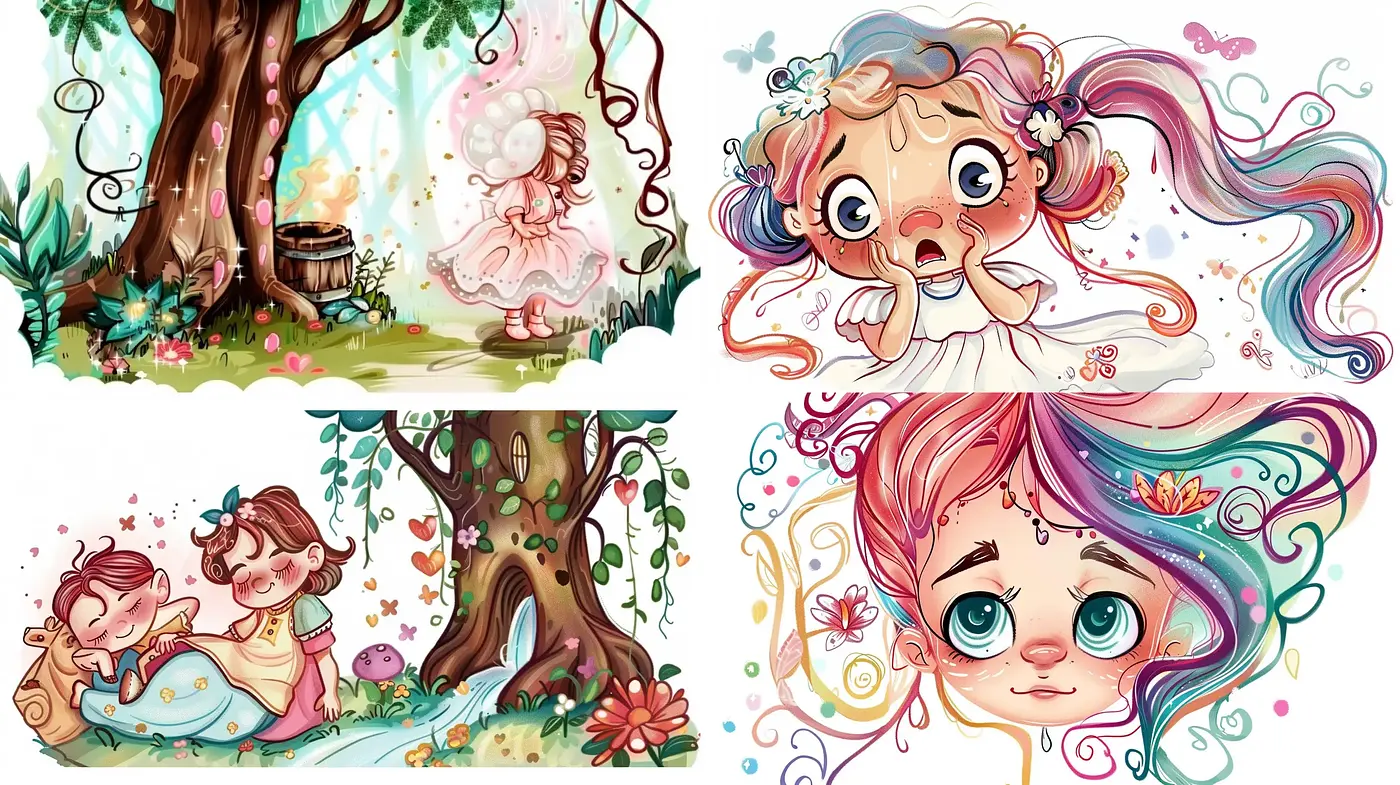 Whimsical Fantasy of Youthful Innocence in Pastel - Midjourney sref style
