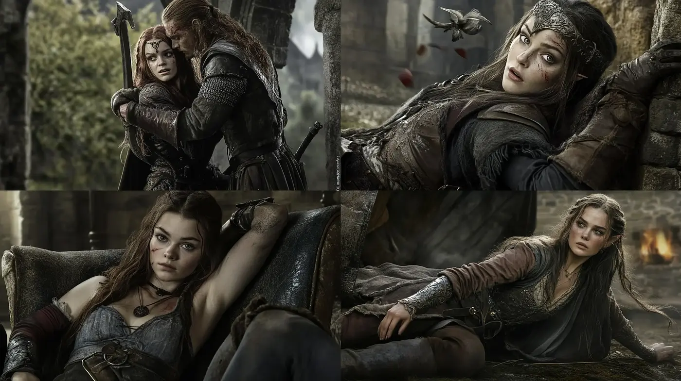 Cinematic Fantasy Adventure Tableau with Consistent Earthen Tones - Midjourney sref style