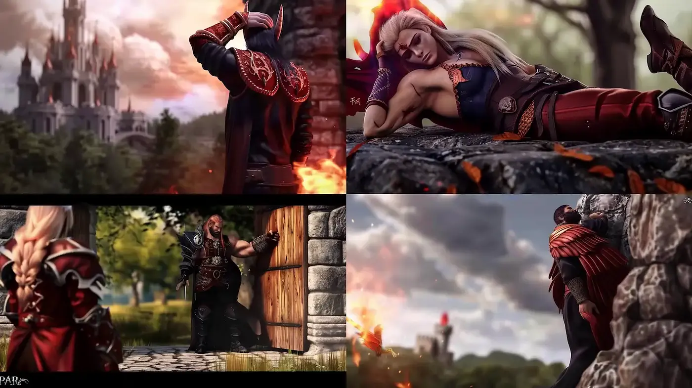 Epic fantasy scenes with dramatic emotional expressions and intricate detailing - Midjourney sref style