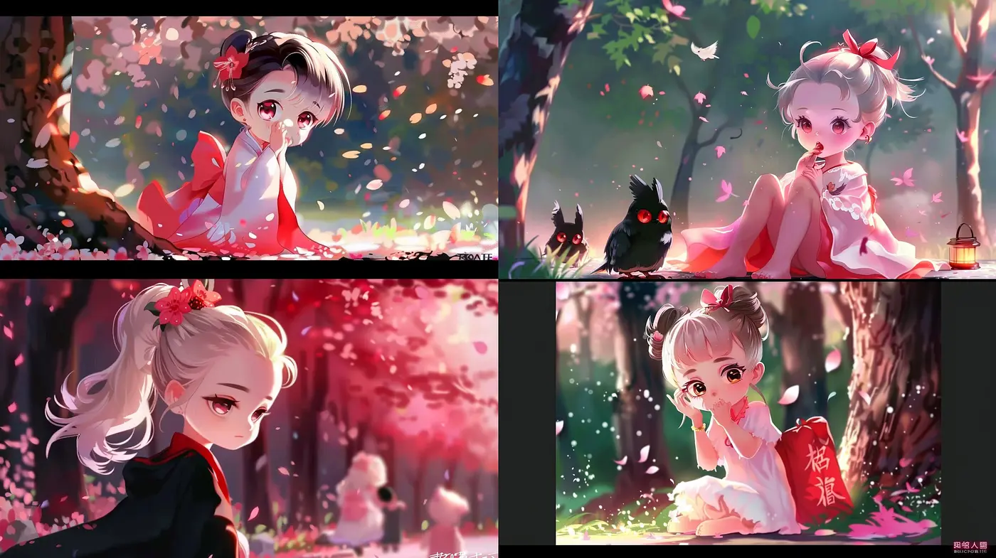 Whimsical Anime-Inspired Enchantment With a Rosy Chromatic Symphony - Midjourney sref style