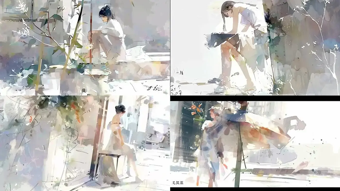 Watercolor Aesthetics with a Serenity and Lightness - Midjourney sref style